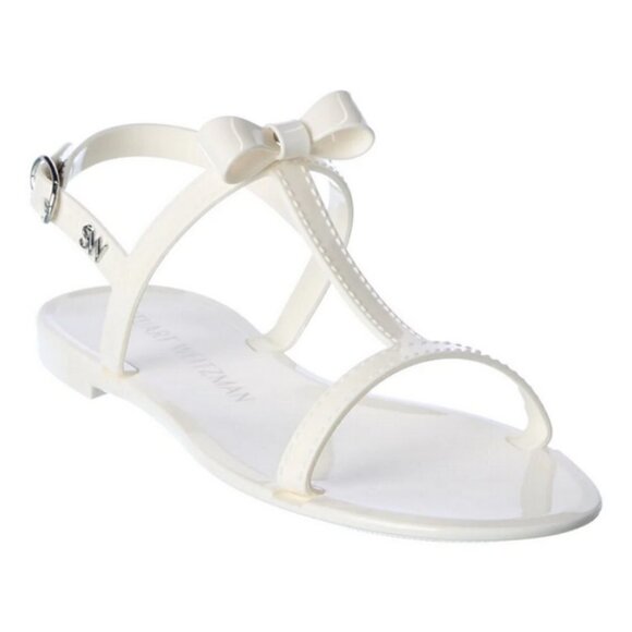 💕STUART WEITZMAN💕 Mellie Bow Jelly Sandal ~ White 7 New Without Box - Picture 4 of 14